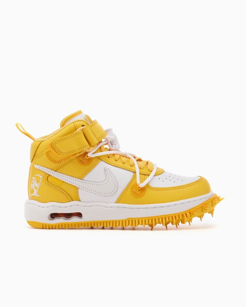 Nike x Off White Air Force 1 Mid SP Leather White And Varsity Maize Jaune DR0500 101 FOOTDISTRICT