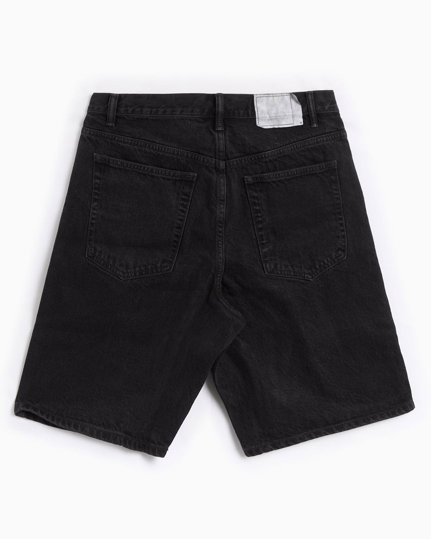 Black washed denim shorts on sale