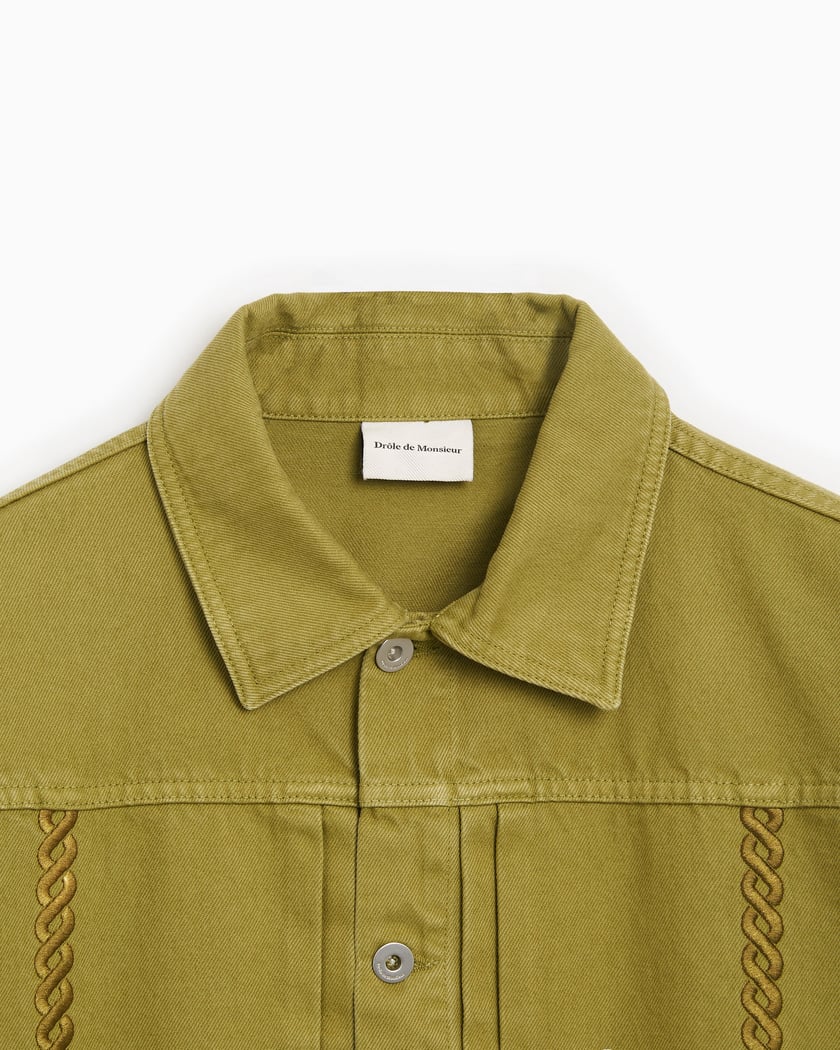Balmain - Slim-Fit Grandad-Collar Distressed Denim Shirt Jacket - Men -  Army green Balmain
