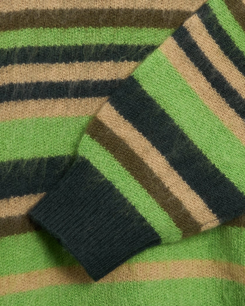 Metalwood Studio Men's Striped Knit Sweater Green MWS24-15