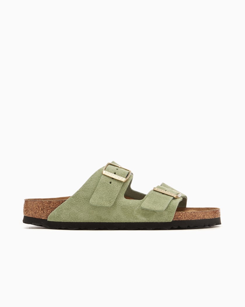 BIRKENSTOCK Women s Arizona Soft Footbed Suede Leather Narrow Groen 1027962 FOOTDISTRICT