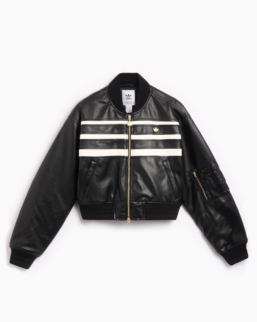 adidas Originals Women s Premium Pleather Bomber Jacket Black IX0967 FOOTDISTRICT
