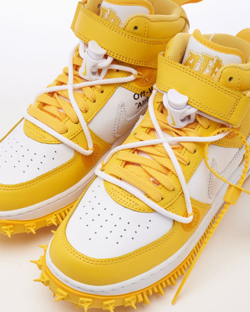 Nike x Off White Air Force 1 Mid SP Leather White And Varsity Maize Yellow DR0500 101 FOOTDISTRICT