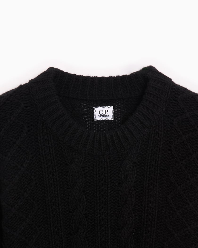 トップス C.P. COMPANY ds knit black CP Company Arm Lens Wool Half Zip Knit Jumper Black - Outlet