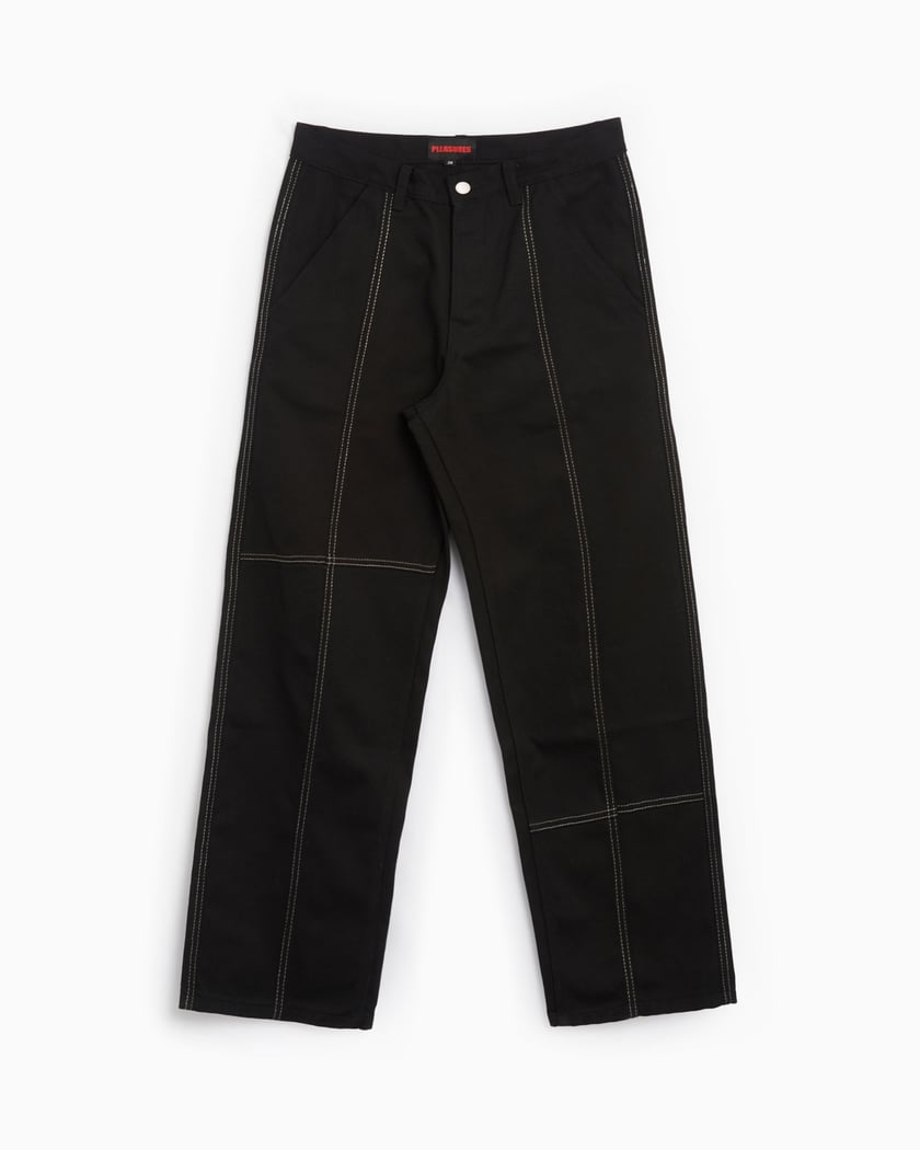 Pleasures Sinful Men s Baggy Work Pants Nero P24SP016 BLACK FOOTDISTRICT