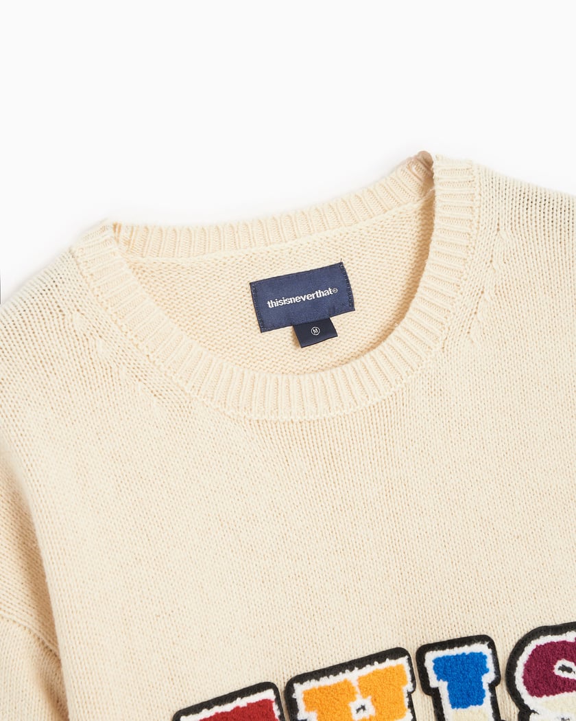 thisisneverthat® THIS/THAT Men's Knit Sweater Beige TN233KKNPK06-IVR |  FOOTDISTRICT