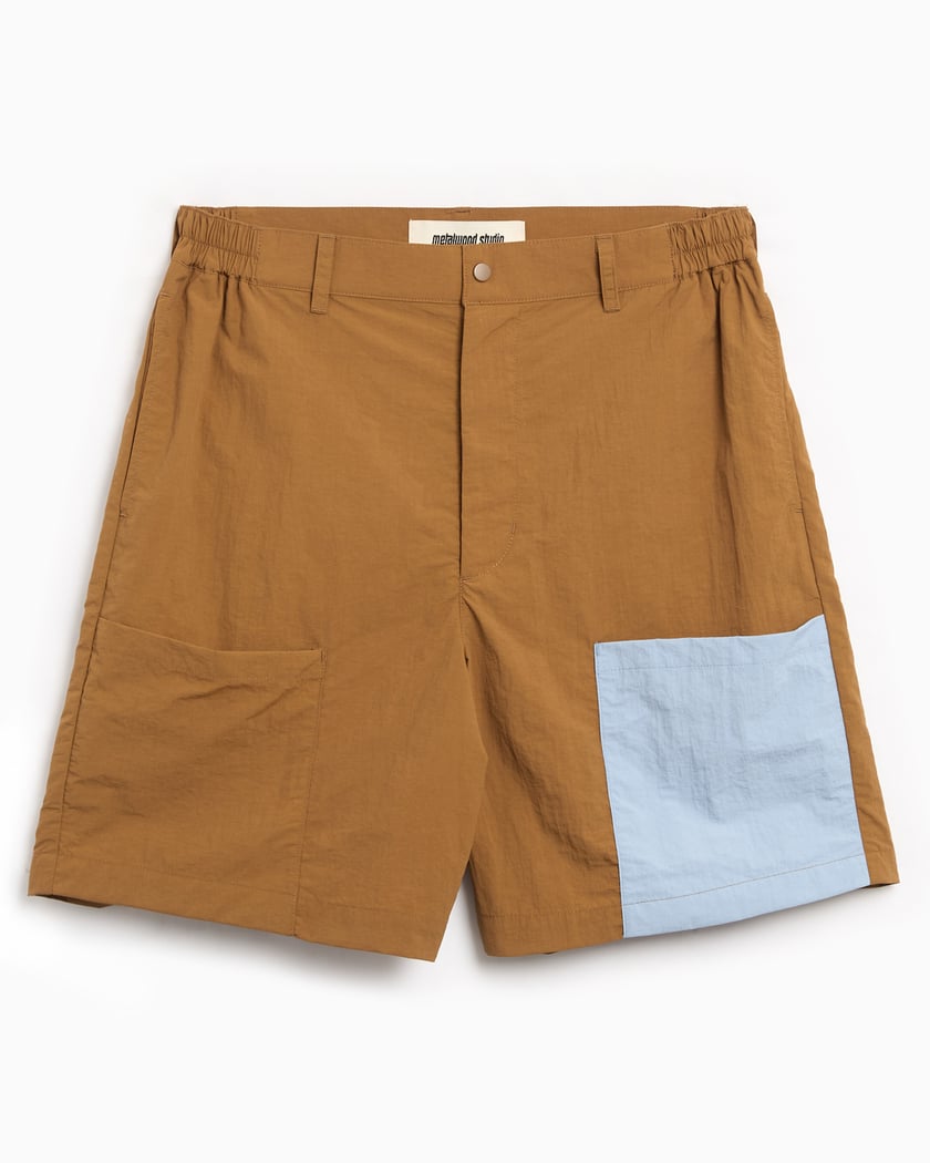 Metalwood Color Block Men's Nylon Shorts Brown MWS24-07-01