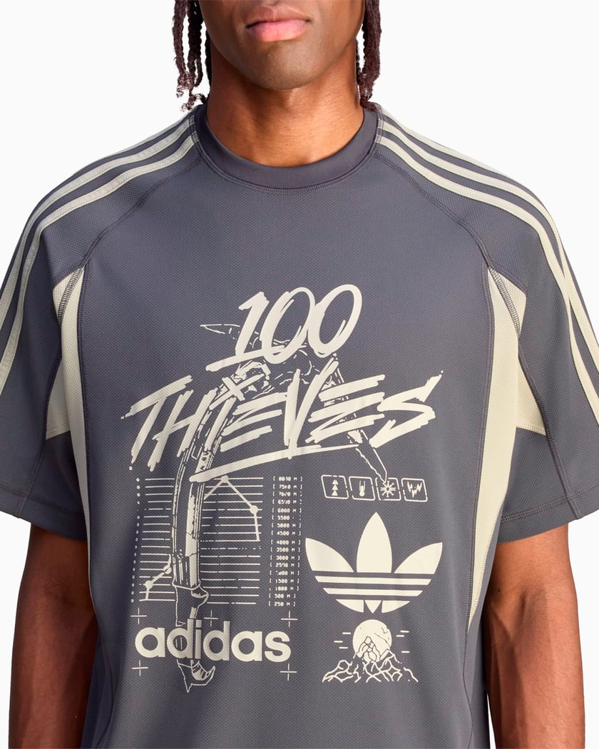 Camiseta adidas Originals x 100 Thieves para hombre Gris JM3259