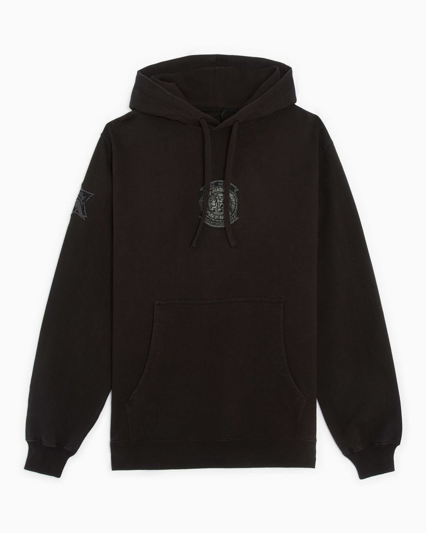 Maharishi Sez Wolf Patch Men s Hoodie Black 3591 BLACK FOOTDISTRICT
