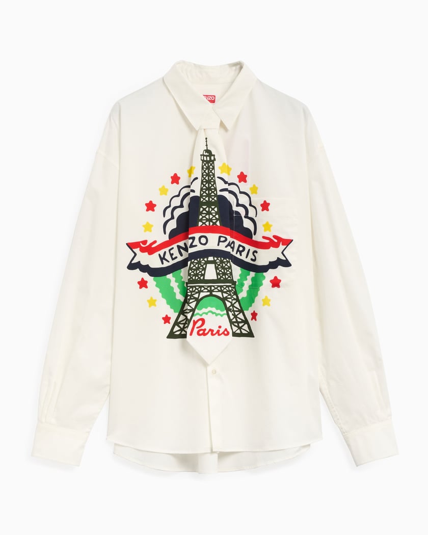 Kenzo Drawn Varsity Men's Shirt White FE55CH4219P6-01