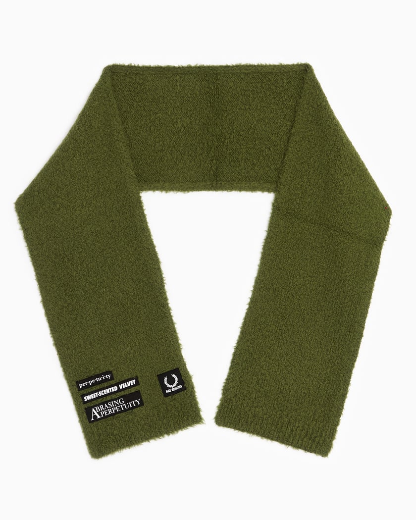 今ならほぼ即納！ Fred Perry x Raf Simons Fluffy Unisex Knit Scarf Green 小物