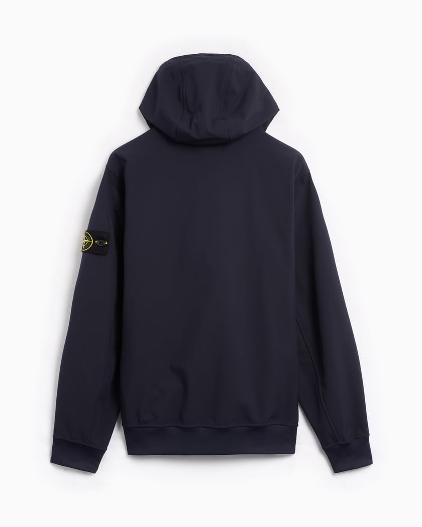 Stone Island Logo Men s Soft Shell Light Hooded Jacket Blau 8115Q0322 V0020 FOOTDISTRICT
