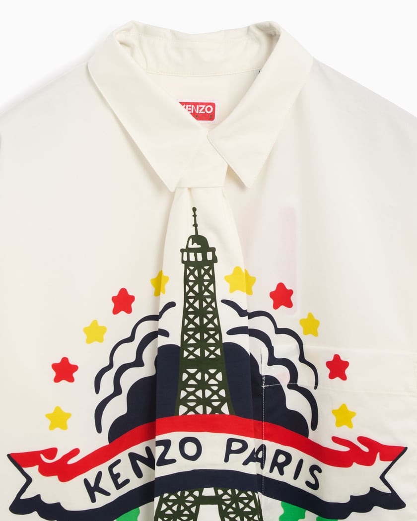 Kenzo Drawn Varsity Men's Shirt White FE55CH4219P6-01 Kenzo Drawn Varsity Men's Shirt White FE55CH4219P6-01