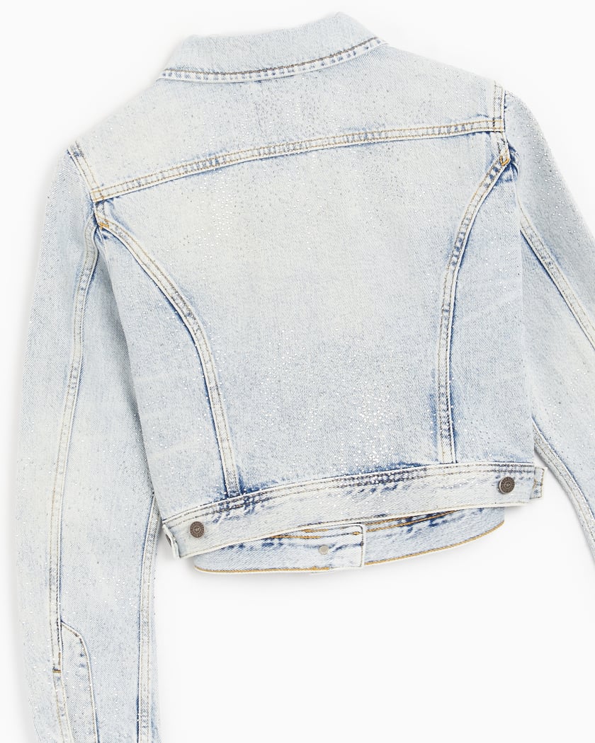 Maison Margiela Collarless Cropped Denim Jacket | Blue