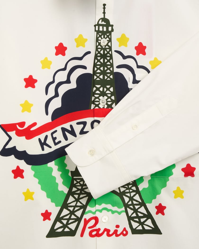 Kenzo Drawn Varsity Men's Shirt Men's Shirt White FE55CH4219P6-01