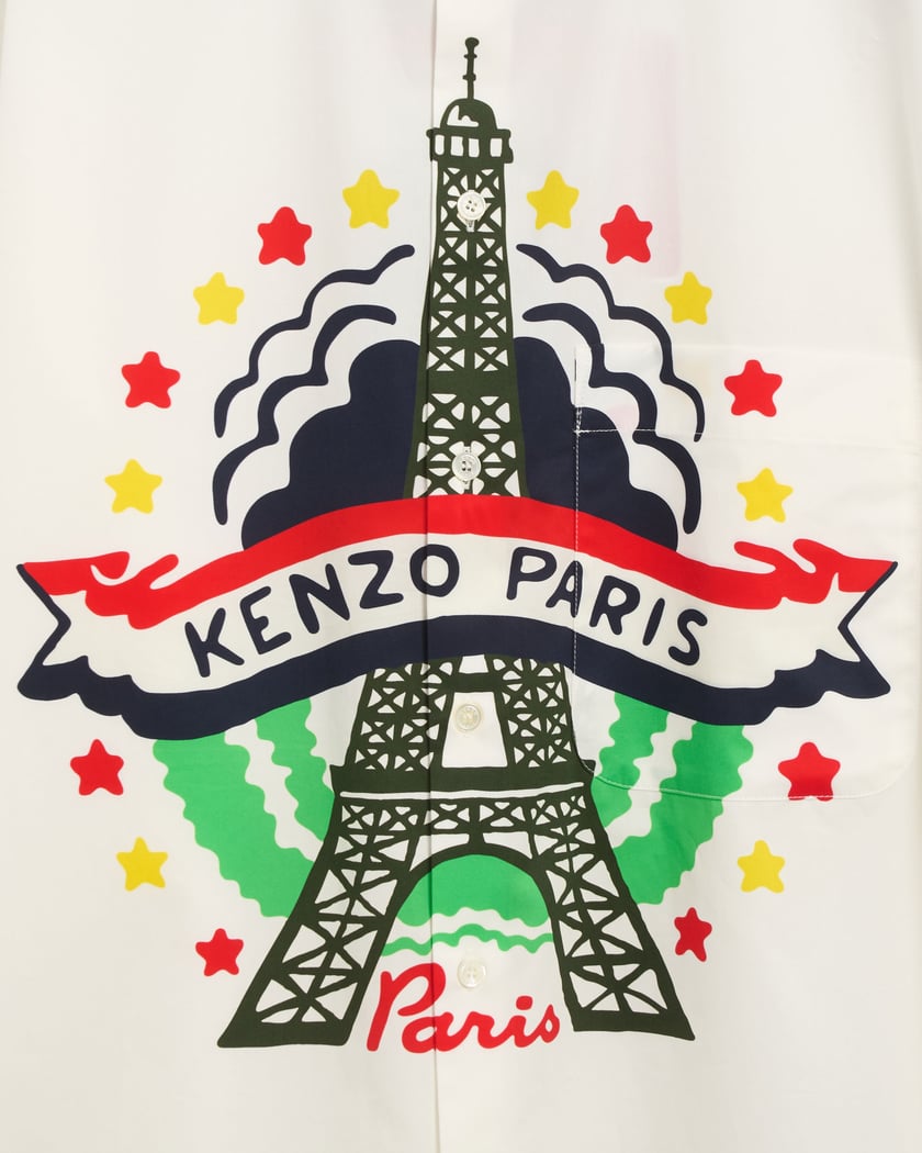 Kenzo Drawn Varsity Men s Shirt Blanco FE55CH4219P6 01 FOOTDISTRICT