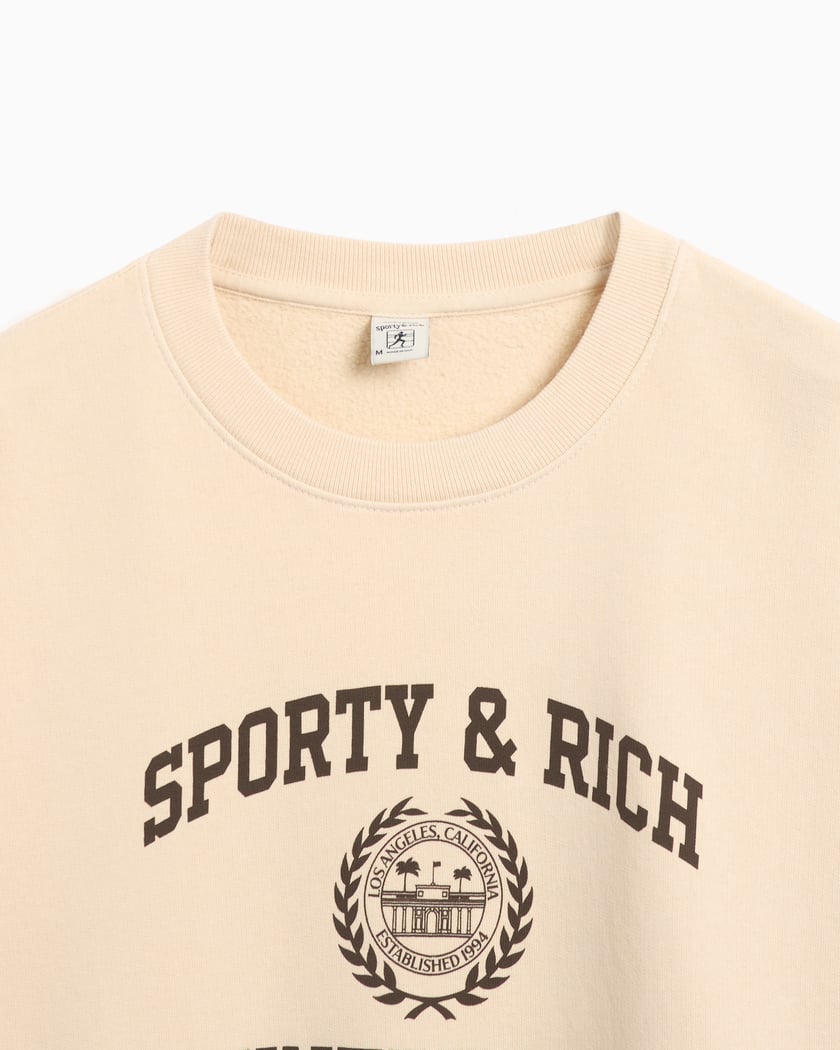 Sporty & Rich Varsity Crest Unisex Sweatshirt Beige