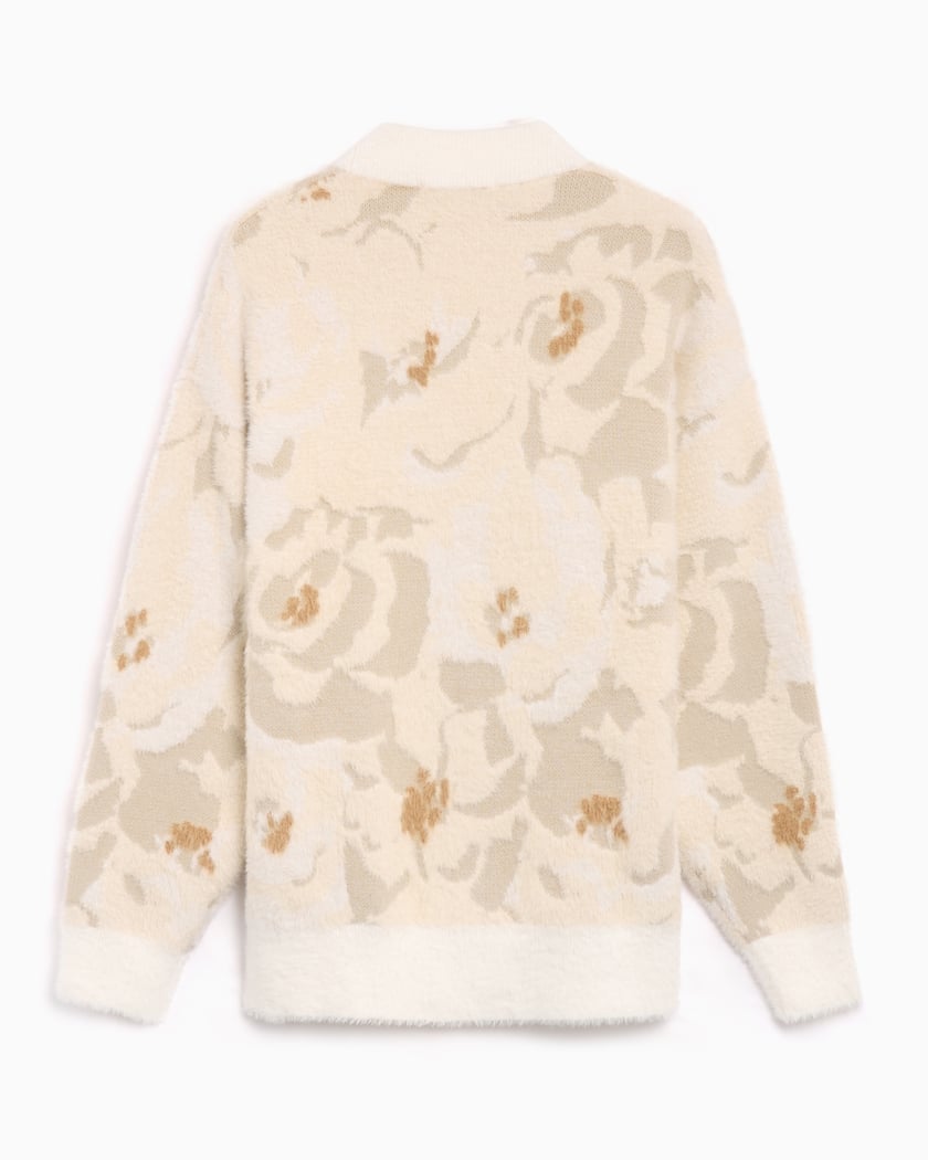 Lacoste Women s Jacquard Intarsia Floral Cardigan Beige AF2580 00 ID2 FOOTDISTRICT