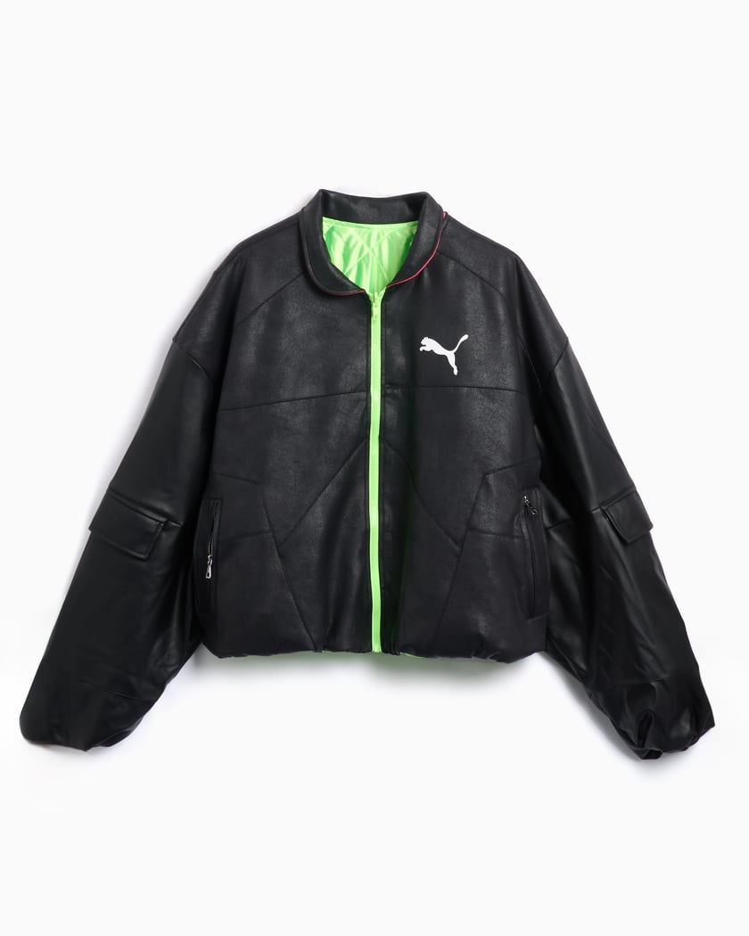 Puma x A AP ROCKY Men s Reversible Pleather Bomber Jacket Black 632480 01 FOOTDISTRICT