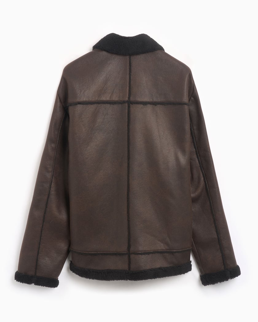 Faux leather coat mens top