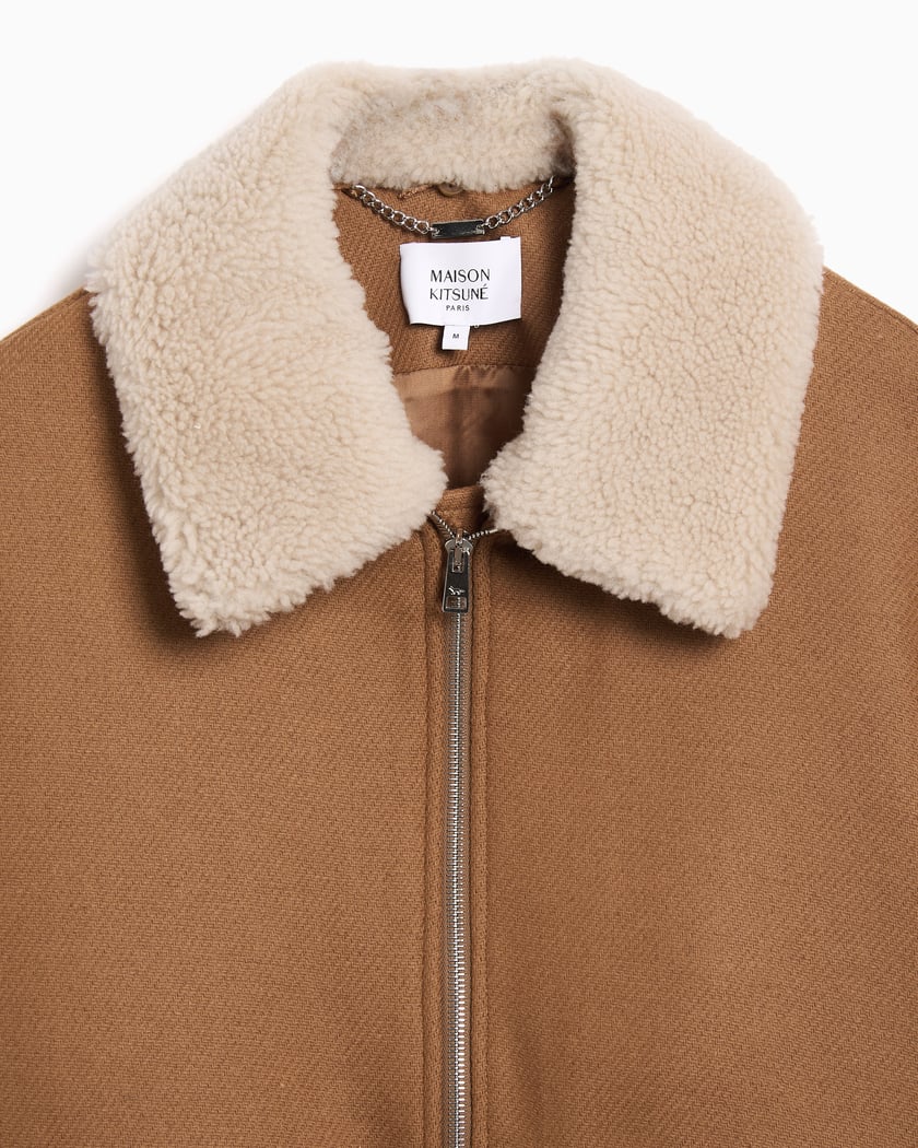 Maison Kitsuné Shearling Collar Relaxed Men's Bomber Brown