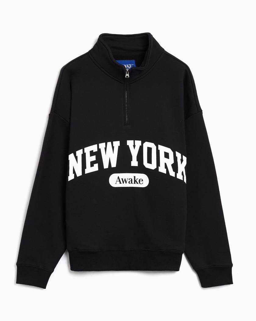 【Naka】 Awake NY Arch Logo Men's Half Zip Sweatshirt Black AWK-FW25