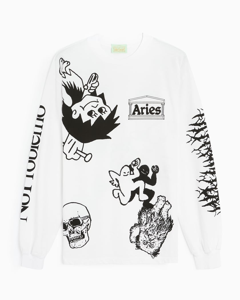 Aries Graphic Mashup Men's Long Sleeve T-Shirt White
