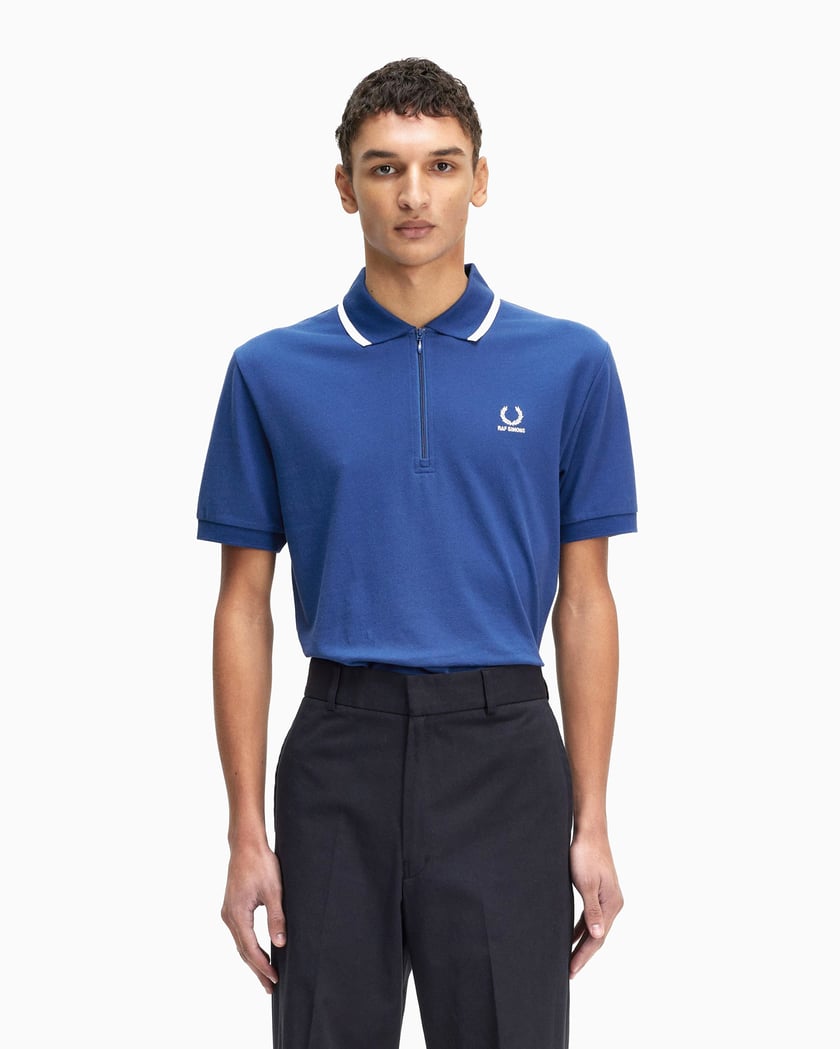 Fred Perry x Raf Simons Men s Half Zip Polo Azul SM6501 139