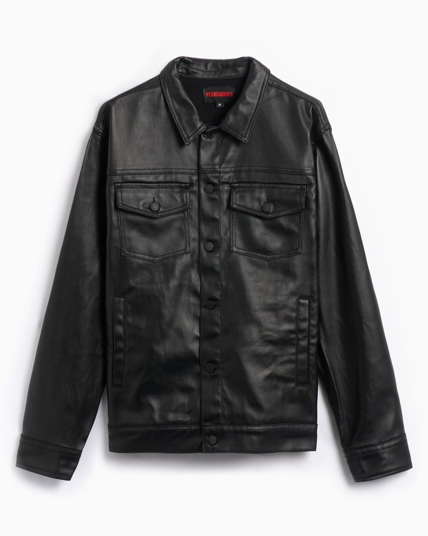 Veste En Cuir Pleasures Latex Men's Trucker Jacket pour homme Noir