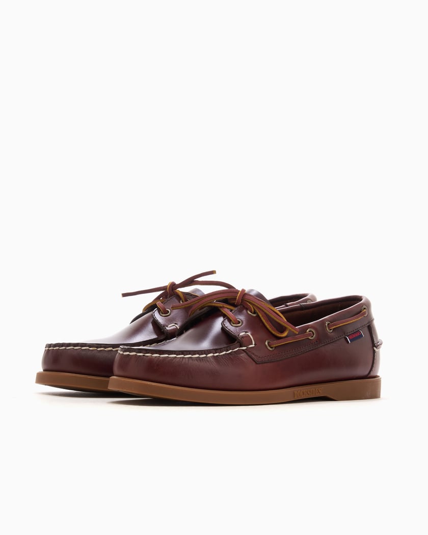 Dark Red Sebago Rouge Homme Chaussures Bateau Dock Side Baracuta