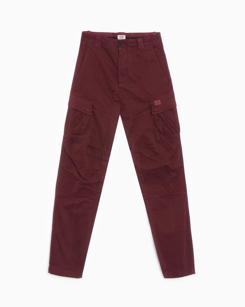 CP Company Men's Stretch Sateen Cargo Pants Burgundy