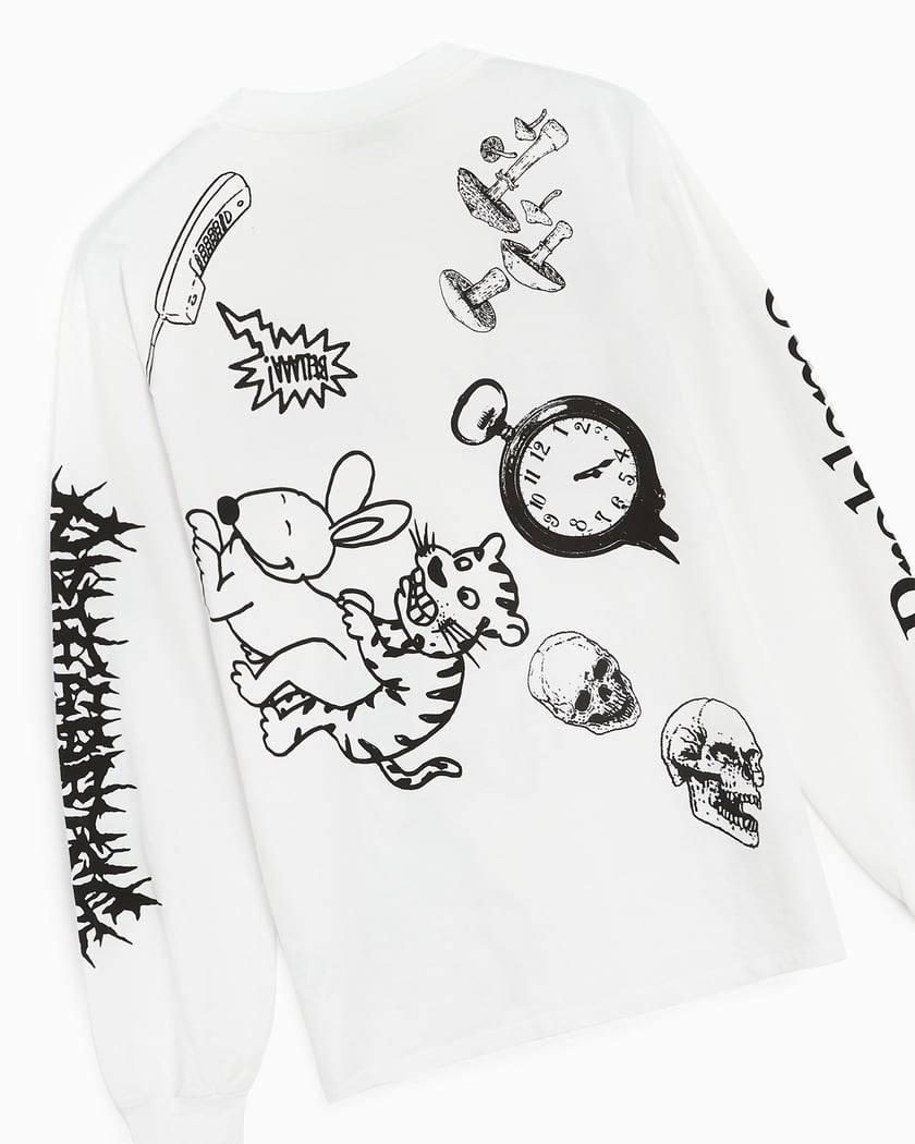 Aries Graphic Mashup Men's Long Sleeve T-Shirt Men's T-Shirt White