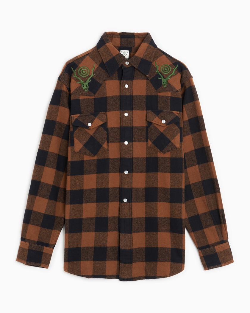 【2plan】24FW★ [LAN ARCHIVE] Western suede shirt Button Down Shirt in Suede - Charcoal | CO