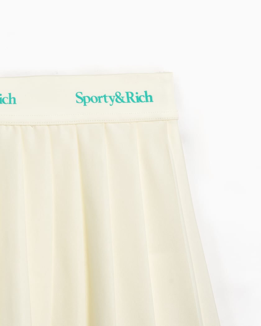 Sporty Rich Serif Logo Women s Pleated Skirt White SK005S416SC FOOTDISTRICT