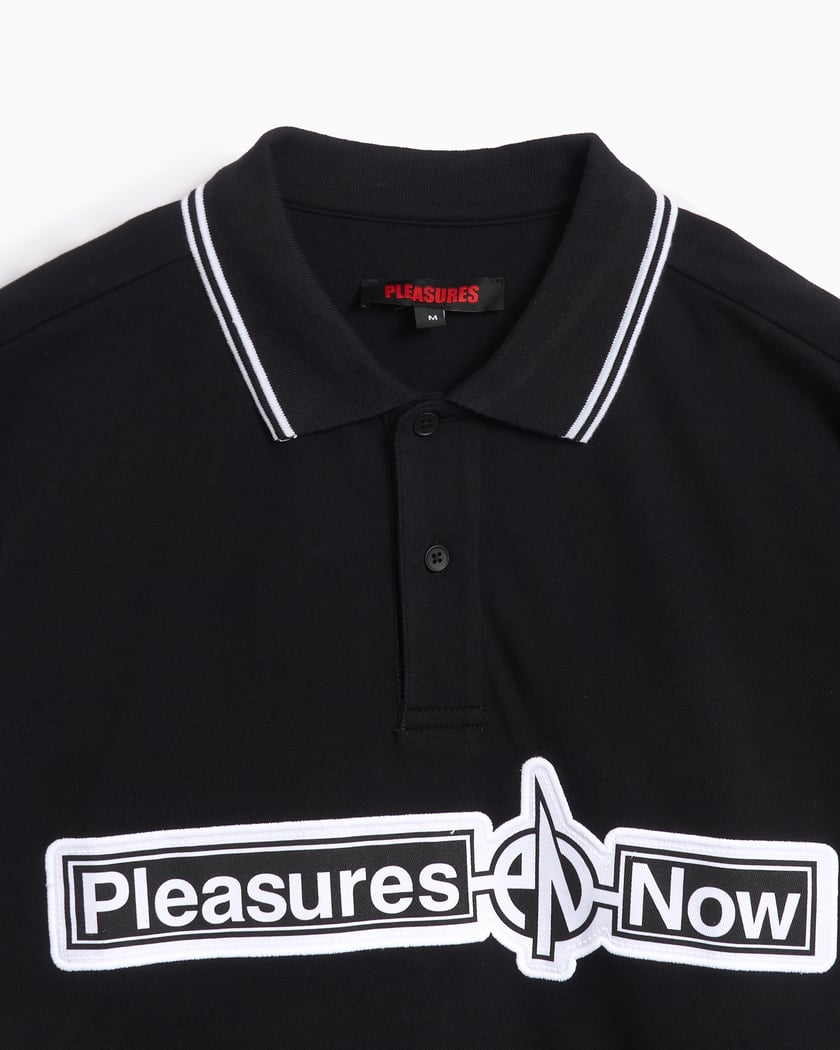 Pleasures PN Men's Boxy Polo Black P24F049-BLACK | FOOTDISTRICT