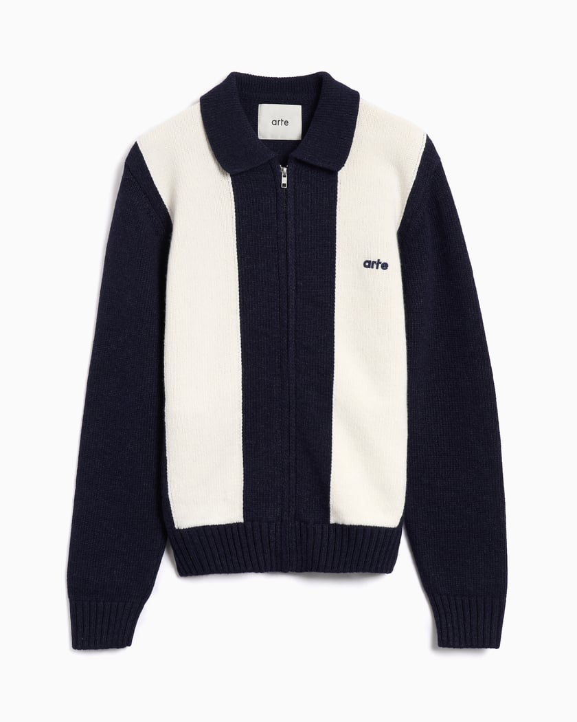 Arte Antwerp Striped Men's Cardigan Blue AW25-257K-Blue/White