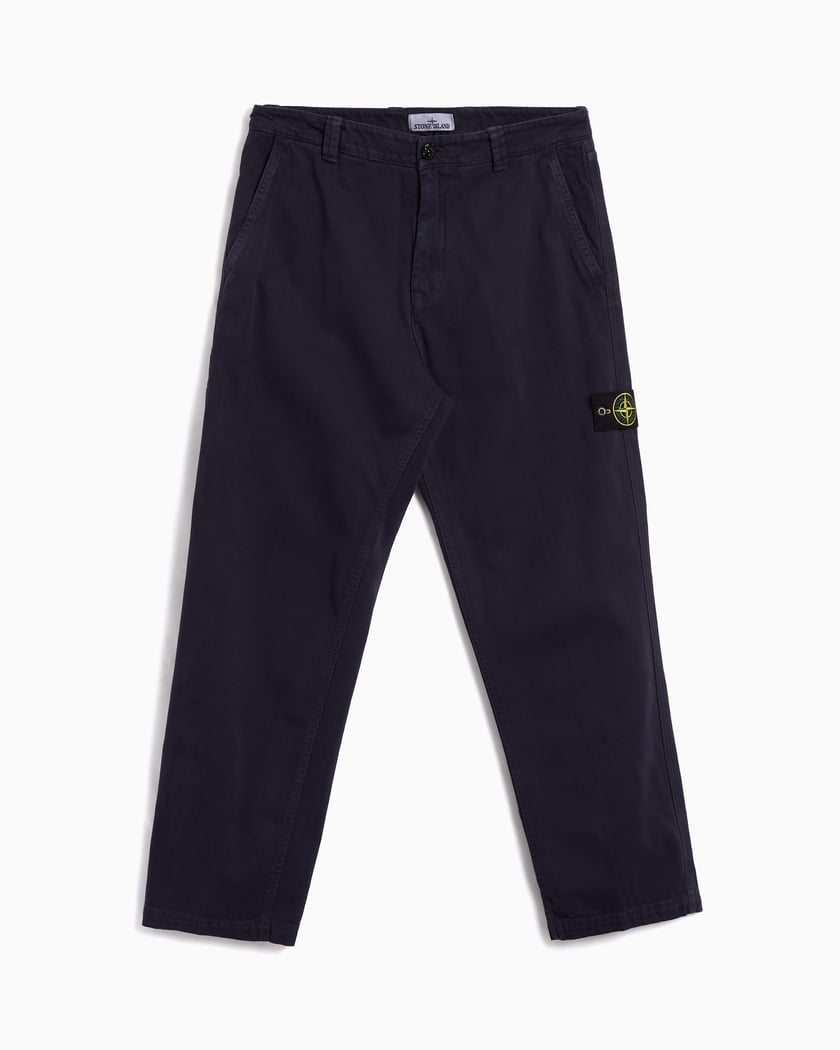 Stone Island Worn Effect Relaxed Men's Chino Pants Blue