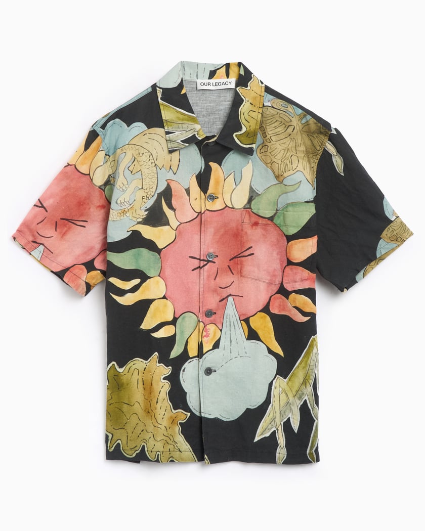 Our Legacy Men's Box Short Sleeve Shirt Boxy Men's Shirt Black