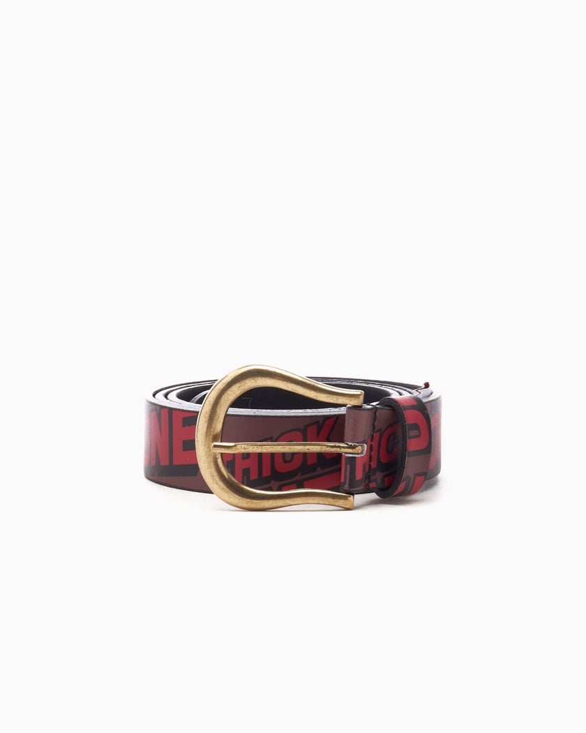 Sky High Farm Workwear Thick One Unisex Allover Print Leather Belt Brown Red SHF05K006 1 FOOTDISTRICT