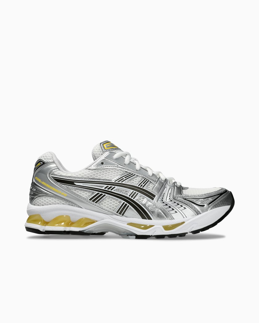 ASICS Gel Kayano 14 White Tai Chi Yellow Silver colored 1203A537 101 FOOTDISTRICT