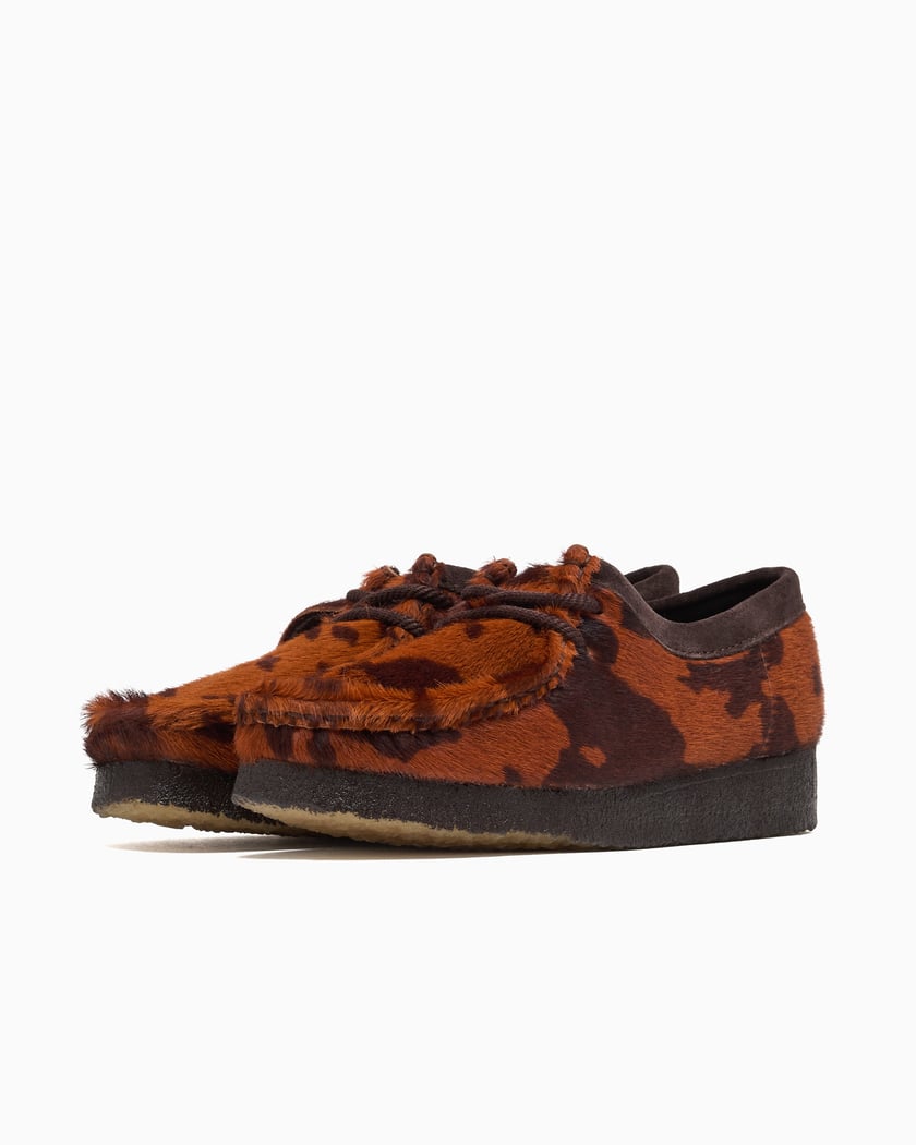 Clarks Wallabee Hair On Cow Print Women's Shoes Brown
