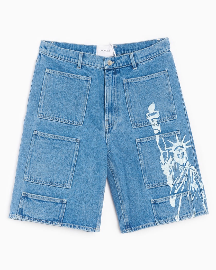 【お取り寄せ】 Lourdes New York Unisex Denim Cargo Shorts Blue LO2SMT01AP パンツ