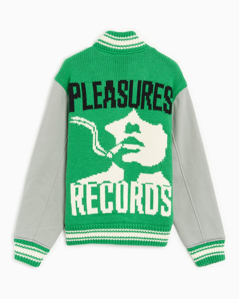 Pleasures Smoke Men's Knitted Varsity Jacket Men's Varsity Jacket Pleasures Smoke Men's Knitted Varsity Jacket Men's Varsity Jacket