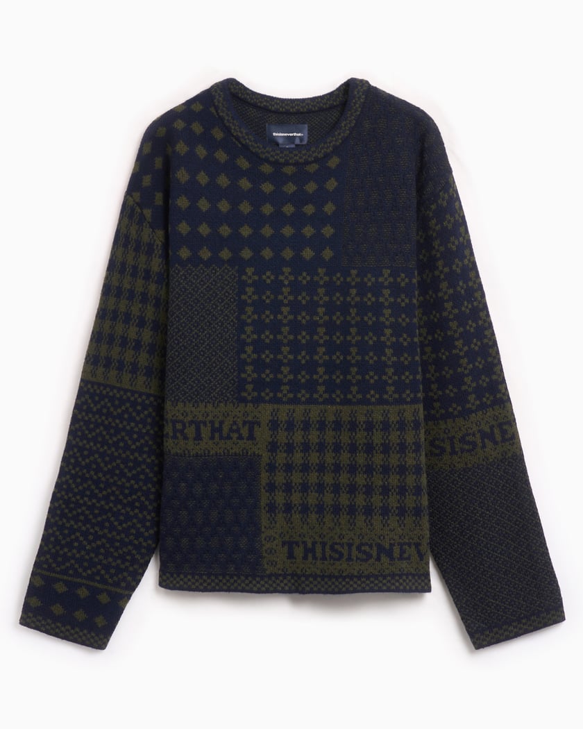 thisisneverthat® Block Men's Knit Sweater Blue TN243KKNPK06