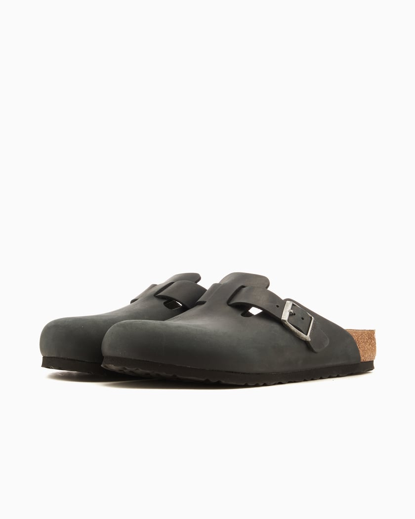 BIRKENSTOCK Boston Natural Leather Oiled Regular Schwarz 59461 FOOTDISTRICT