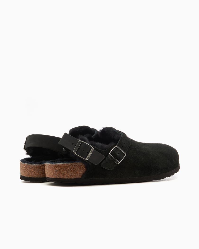 BIRKENSTOCK Tokio Inside Shearling Suede Leather Regular Black