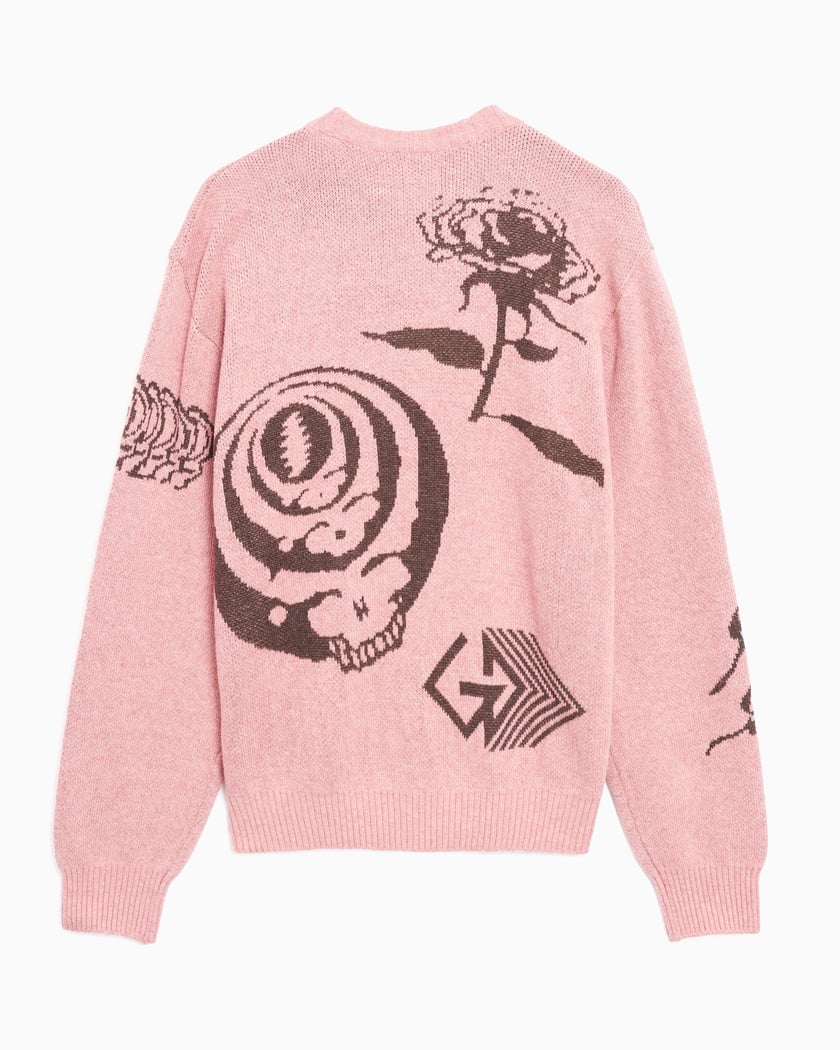 thisisneverthat® x Grateful Dead Iconography Men's Knit Sweater Pink  GD243KKNPK01-PNK | FOOTDISTRICT