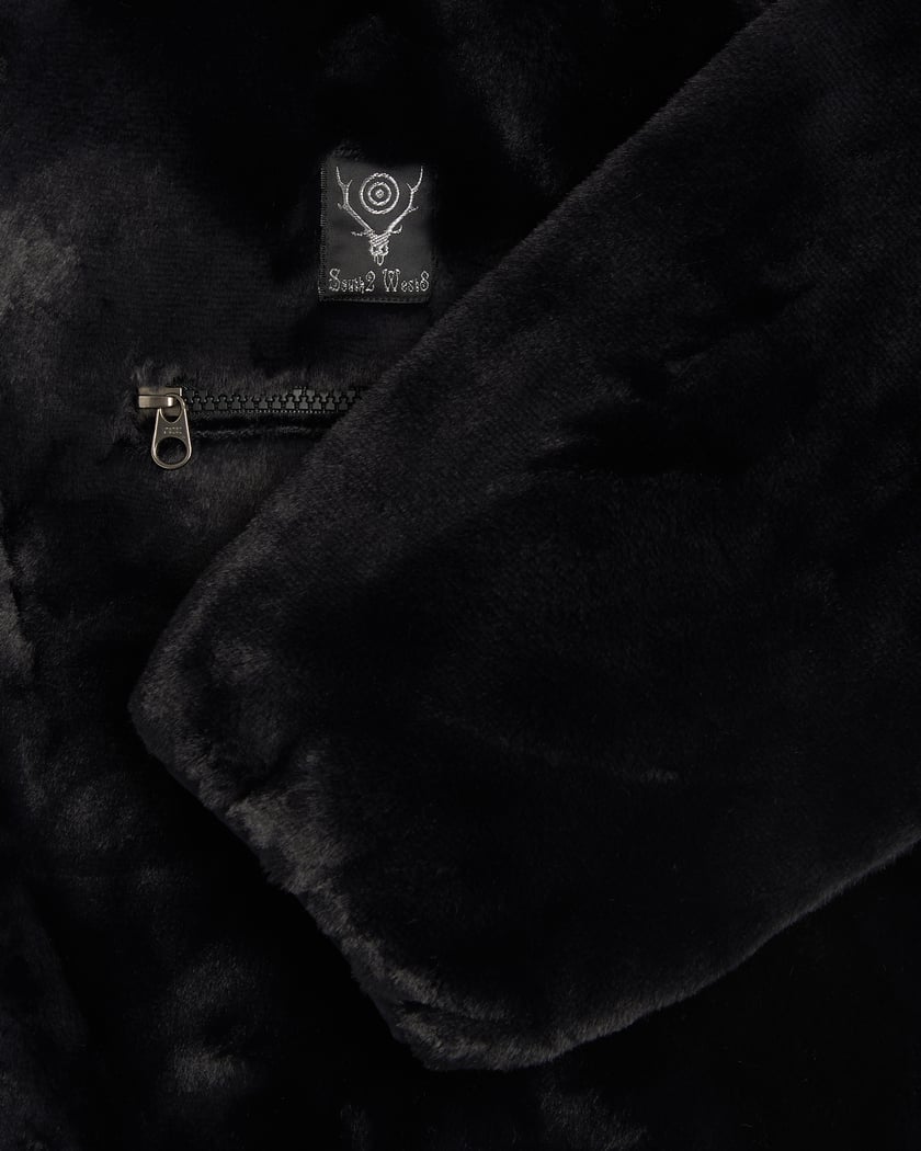 South2 West8 Piping Men's Micro Fur Jacket Men's Jacket Black