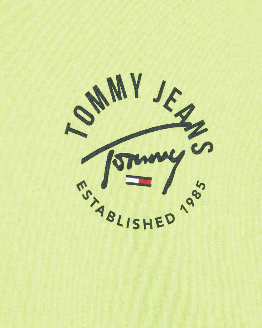 Tommy Jeans Logo Tape Long Sleeve Women's T-Shirt Dress Green