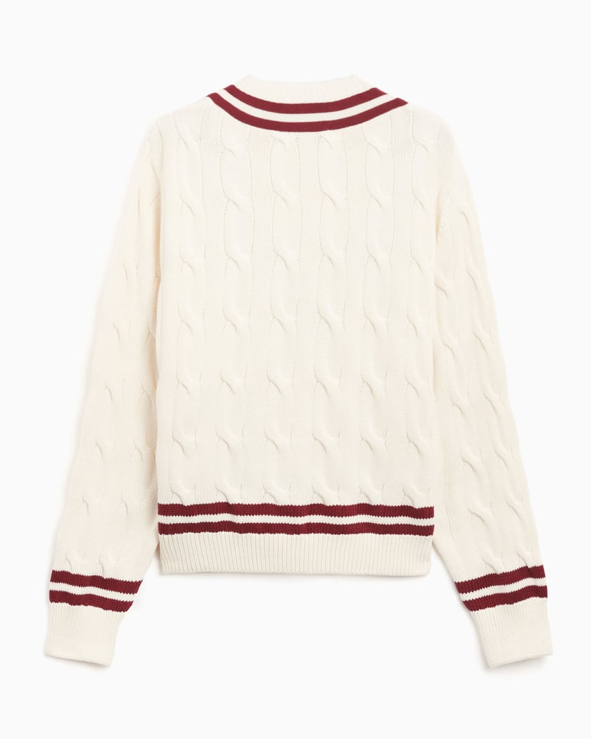 Sporty Rich SRC Unisex Cableknit V Neck Sweater